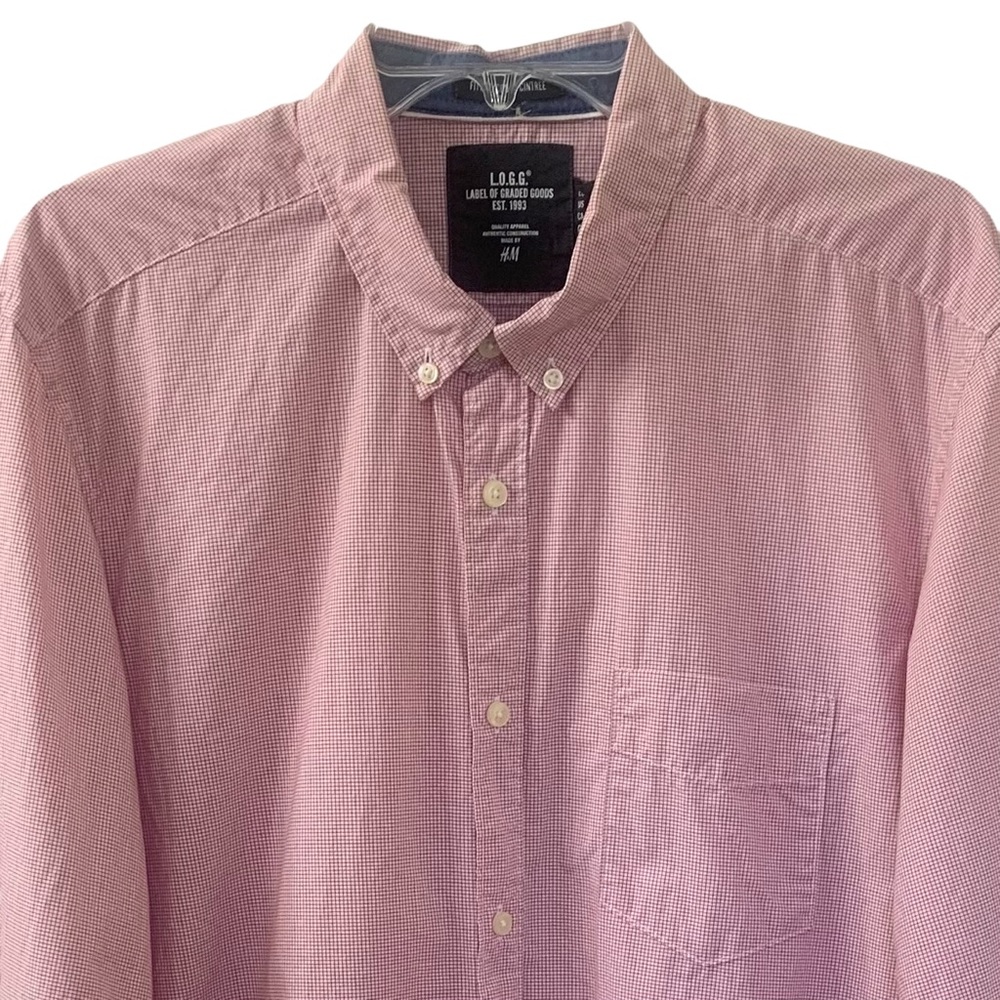 H&M Large Men's Red Micro Check Shirt